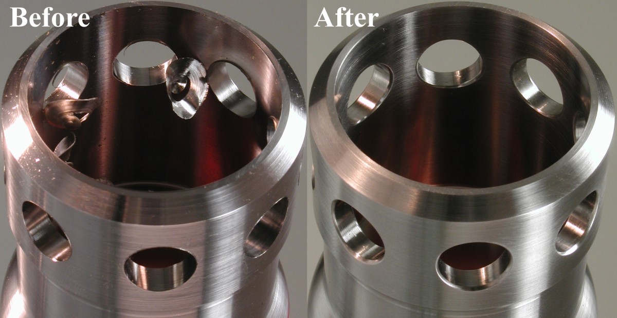 Through hole example before and after